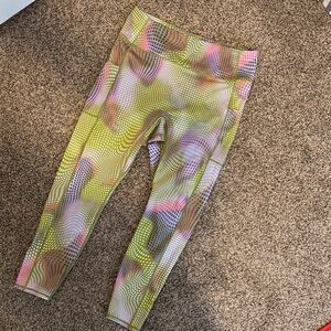 Fabletics Women's Leggings with Pink, Green, and Brown Pattern